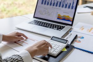 business person looking over company finances