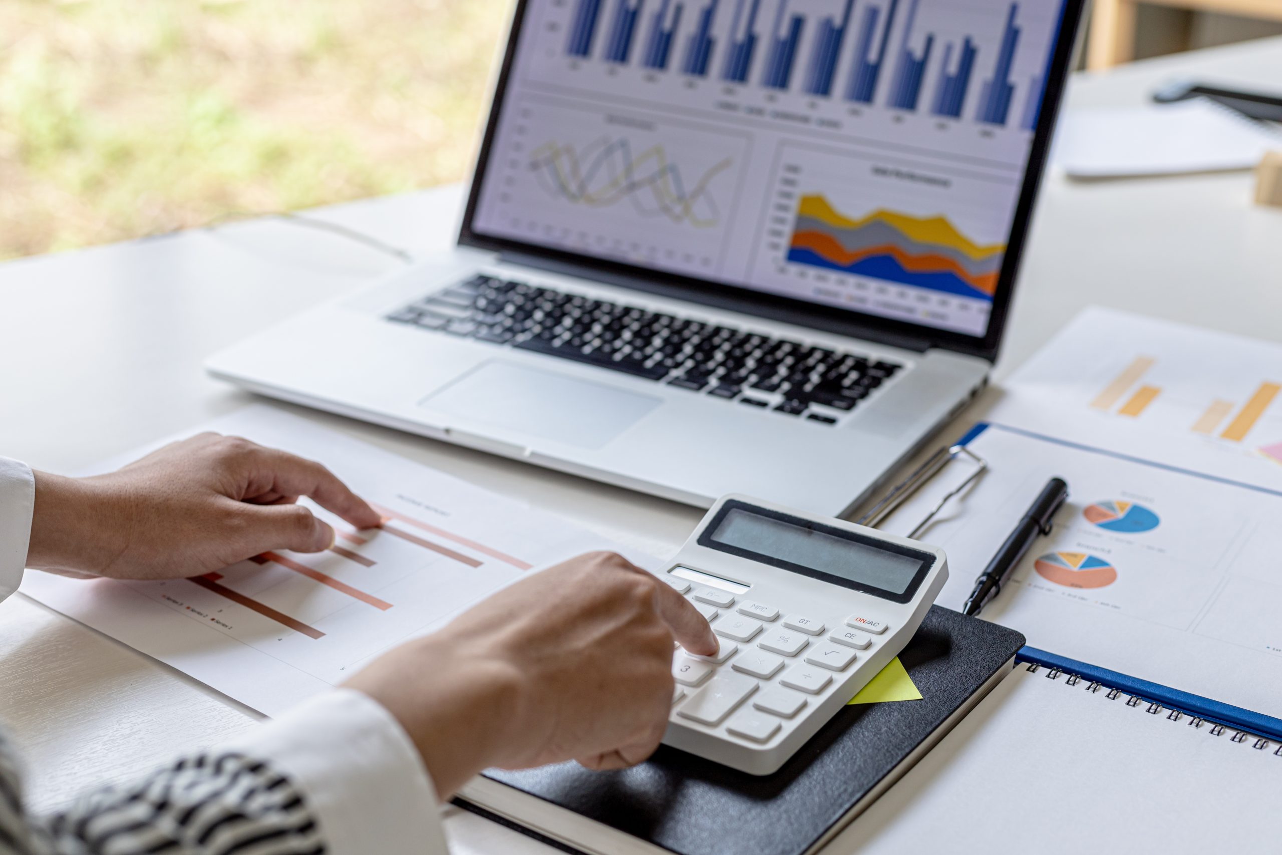 business person looking over company finances